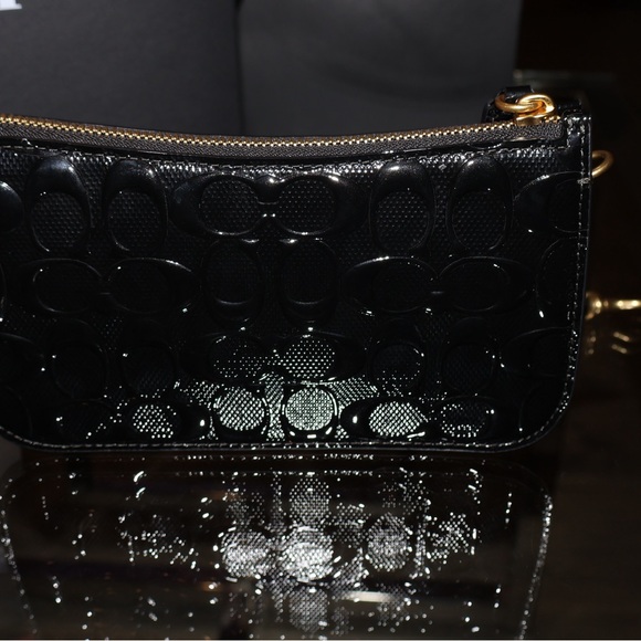 Coach Penn B4/ Black Shoulder Bag Signature Patent Leather CM552 - Picture 11 of 14